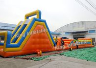 দীর্ঘ আকার অরেঞ্জ টানেল Inflatable ক্রীড়া গেম বাচ্চাদের জন্য বাধা এবং স্লাইড