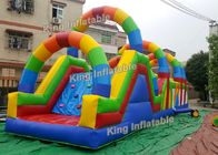 12 মি রঙিন রেইনবো মুদ্রিত Inflatable বাধা খেলা পিভিসি পাসিং