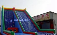 কাস্টম ব্লু Inflatable জল স্লাইড, কিডস বিনোদন আরোহণ ওয়াল Inflatable খেলনা স্লাইড