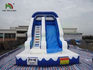 0.55 মিমি পিভিসি Tarpaulin পুল একা নীল / হোয়াইট রঙ সঙ্গে একক লেন inflatable জল স্লাইড