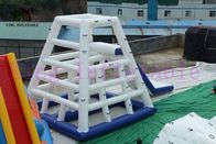 কাস্টম 0.9 মিমি পিভিসি ব্লু / হোয়াইট Inflatable জল খেলনা / জল পার্ক জন্য সিই অ্যাকোয়া স্লাইড