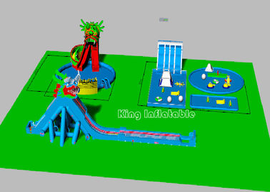 নীল জল পুল রঙিন দৃঢ় সঙ্গে শিশু বড় ড্রাগন Inflatable জল পার্ক