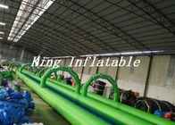 লোগো মুদ্রণ সঙ্গে 100m লং ডাবল লেন Inflatable স্লিপ এন স্লাইড সবুজ নীল
