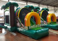 সবুজ মুদ্রিত পিভিসি ছোট Inflatable বাউন্সার কাসল কিডস খেলার মাঠ শিখা প্রতিরোধী
