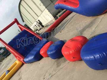 0.9 মিমি পিভিসি Tarpaulin বিশাল inflatable জল পার্ক লাল / নীল রঙের সঙ্গে 40 মি ব্যাসার্ধ