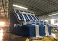 চার লেন ব্লু inflatable জল স্লাইড বয়স্ক / কিডস সুইমিং পুল জল স্লাইড
