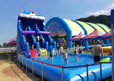 বাণিজ্যিক ব্লু Inflatable স্লিপ এবং প্রাপ্তবয়স্ক এবং কিডস জন্য বড় সাঁতার পুল সঙ্গে স্লাইড