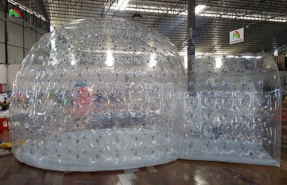 সজ্জিত inflatable 10ft ব্যাসার্ধ খালি তুষার বেলুন স্বচ্ছ বুদবুদ তাঁবু