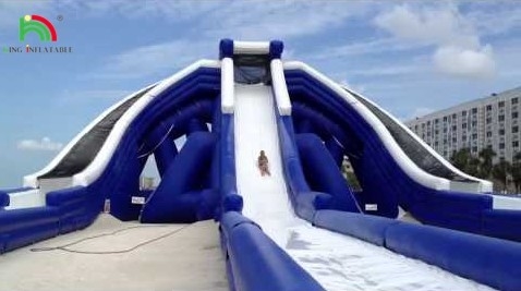 উচ্চ মানের বাণিজ্যিক বড় ট্রিপল inflatable জল স্লাইড 3 লেন উচ্চ জোয়ার inflatable জল স্লাইড
