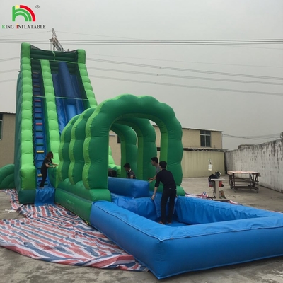 পুল সহ বিশাল ওয়াটার স্লাইড ইনফ্ল্যাটেবল বাণিজ্যিক ইনফ্ল্যাটেবল ওয়াটার স্লাইড