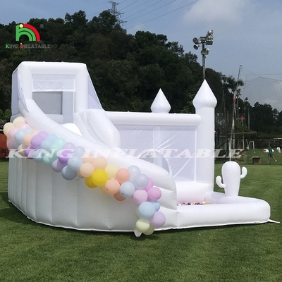হোয়াইট ইনফ্ল্যাটেবল বাউন্স কম্বো বাউন্সী কাসল হাউস কিডস ওয়াটার স্লাইড বোল পিট সহ