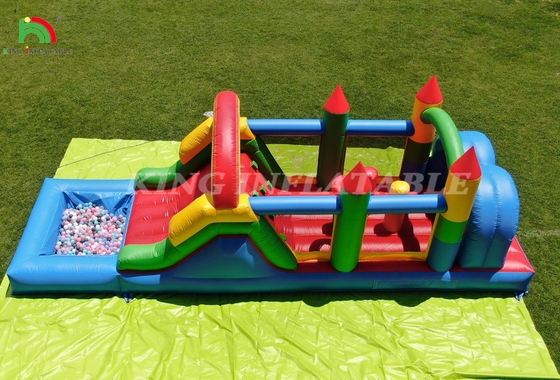 বাচ্চাদের আউটডোর পার্টি inflatable বাধা ঝাঁকুনি ঘর স্লাইড সঙ্গে, বল গর্ত, আরোহণ, বাধা, ব্লাভার