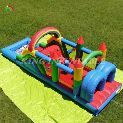 বাচ্চাদের আউটডোর পার্টি inflatable বাধা ঝাঁকুনি ঘর স্লাইড সঙ্গে, বল গর্ত, আরোহণ, বাধা, ব্লাভার