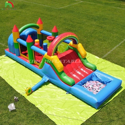বাচ্চাদের আউটডোর পার্টি inflatable বাধা ঝাঁকুনি ঘর স্লাইড সঙ্গে, বল গর্ত, আরোহণ, বাধা, ব্লাভার
