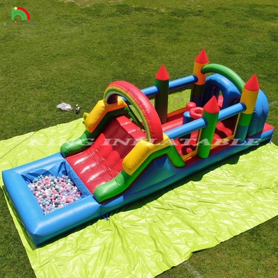 বাচ্চাদের আউটডোর পার্টি inflatable বাধা ঝাঁকুনি ঘর স্লাইড সঙ্গে, বল গর্ত, আরোহণ, বাধা, ব্লাভার