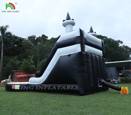 কালো এবং সাদা বাণিজ্যিক inflatable জল স্লাইড সঙ্গে পুল জল স্লাইড inflatable