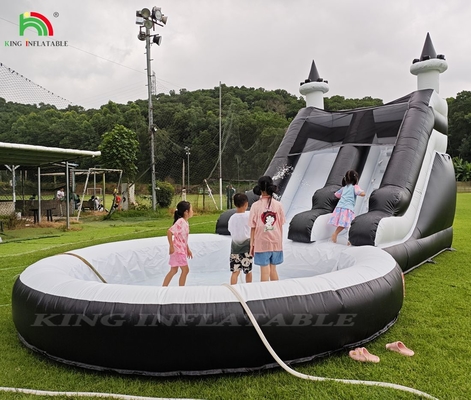 কালো এবং সাদা বাণিজ্যিক inflatable জল স্লাইড সঙ্গে পুল জল স্লাইড inflatable