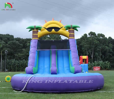 ডাবল লেন ইনফ্ল্যাটেবল ওয়াটার স্লাইড সমন্বয় পুল বাধা সঙ্গে আরোহণের জন্য ইনফ্ল্যাটেবল পুল স্লাইড