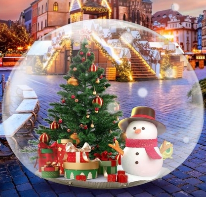10FT Inflatable Snow Globe 0.5mm পিভিসি ক্রিসমাস সজ্জা বিশাল স্বচ্ছ inflatable বুদ্বুদ Igloo তাঁবু