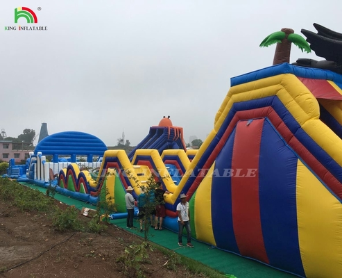 বহিরঙ্গন বিশাল inflatable বড় ঝাঁক থিম বহিরঙ্গন পার্ক খেলার মাঠ inflatable কাসল কম্বো inflatable বাধা কোর্স