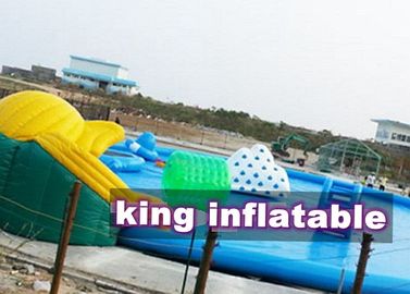 কাস্টম 0.9 মিমি পিভিসি Inflatable জল পার্ক স্লাইড এবং জমি খেলনা সঙ্গে পুল