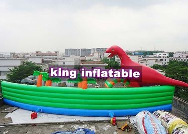 বিশাল inflatable জল পার্ক পুল জন্য কাস্টম ডাইনোসর রঙিন Inflatable শোর বেঞ্চ