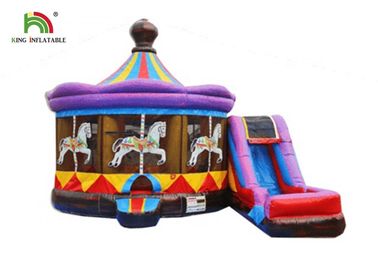 কিডস জন্য স্লাইড সঙ্গে 8x6m বেগুনি ক্যারোজেল Inflatable মজা বাণিজ্যিক বাউন্স ঘর