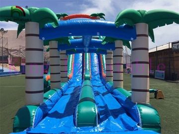 সেল্ভা ডবল লেন্স সুইমিং পুল সঙ্গে পিভিসি Inflatable জল স্লাইড সবুজ / নীল স্লাইড