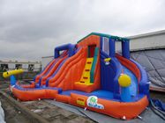 কমলা এবং নীল 0.55 মিমি পিভিসি Tarpaulin Inflatable জল স্লাইড / নতুন নকশা পিছনের ঘর স্লাইড