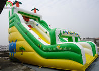 Yellow / Green Coconut Tree Blow Up Dry Slide Cold - Resistant And Durable