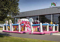 বাণিজ্যিক প্লাটো পিভিসি 10 মি গোলাপী ক্যান্ডিল্যান্ড স্লাইড সহ inflatable বিনোদনমূলক পার্ক Park