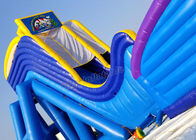 নীল / হলুদ inflatable জল স্লাইড গেমস বাণিজ্যিক 12 * 4 মি হিপ্পো স্লাইড বিচের জন্য