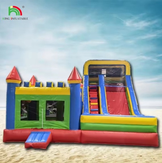 জল স্লাইড সঙ্গে পাইকারি inflatable কাসল শুকনো এবং ভিজা কম্বো কাস্টম inflatable বাউন্স হাউস