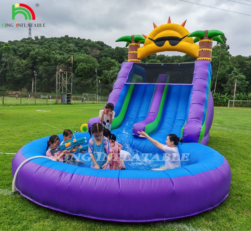 ডাবল লেন ইনফ্ল্যাটেবল ওয়াটার স্লাইড সমন্বয় পুল বাধা সঙ্গে আরোহণের জন্য ইনফ্ল্যাটেবল পুল স্লাইড