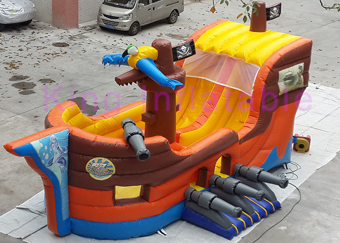Colorful CE Inflatable Forest Shuttle Bus Dry Slide 0.55mm Plato PVC pirate ship slide